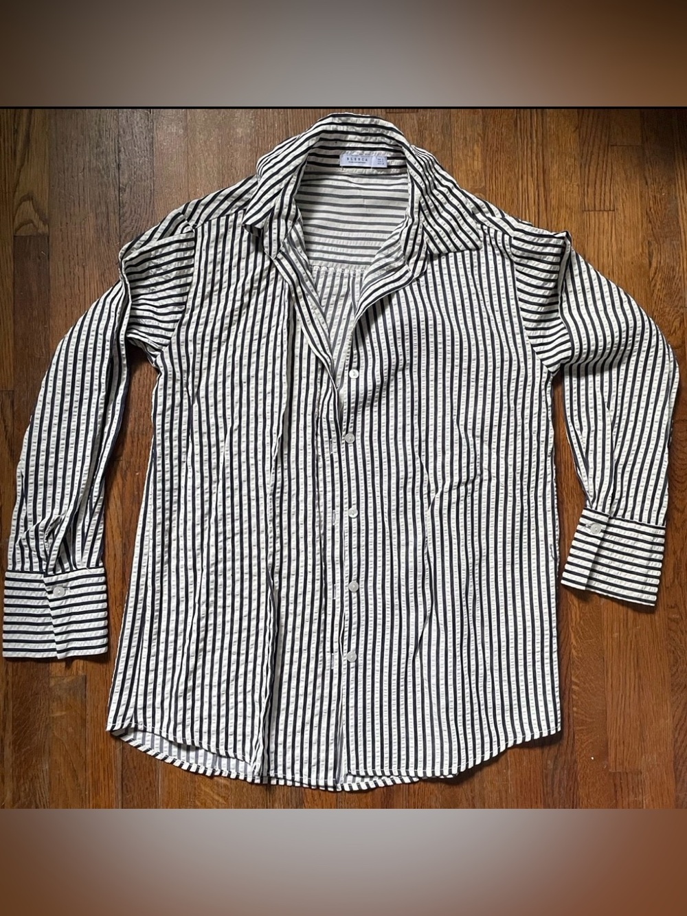 BLENCA Striped Button Up Long Sleeve Shirt, size Small